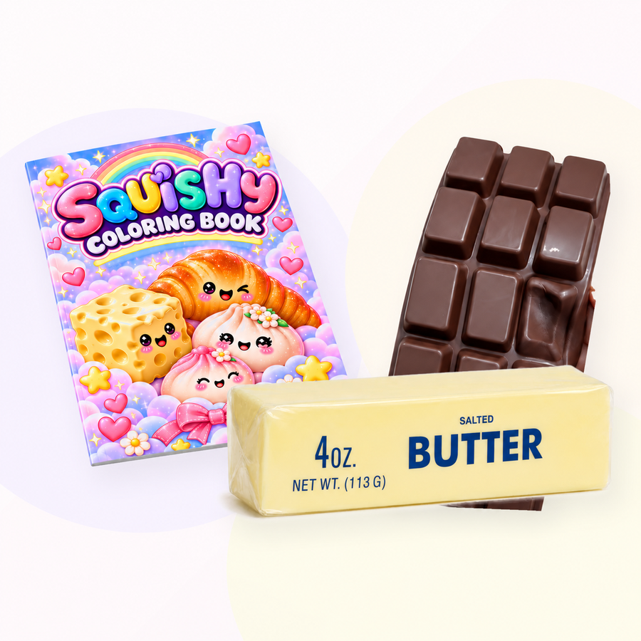 Squishy Favoritpaket – Choklad, Butter & Målarbok