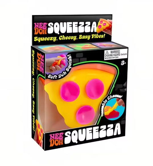 Nee Doh Squeezza pizzasquishy med pepperoni i förpackning